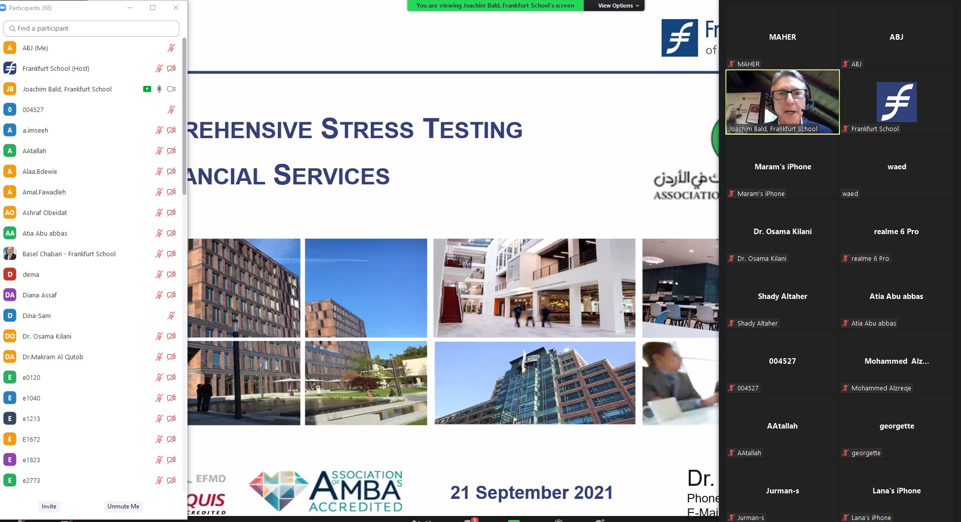 Association of Banks in Jordan holds a workshop on “Comprehensive Stress Tests” in cooperation with the Frankfurt School of Finance and Management